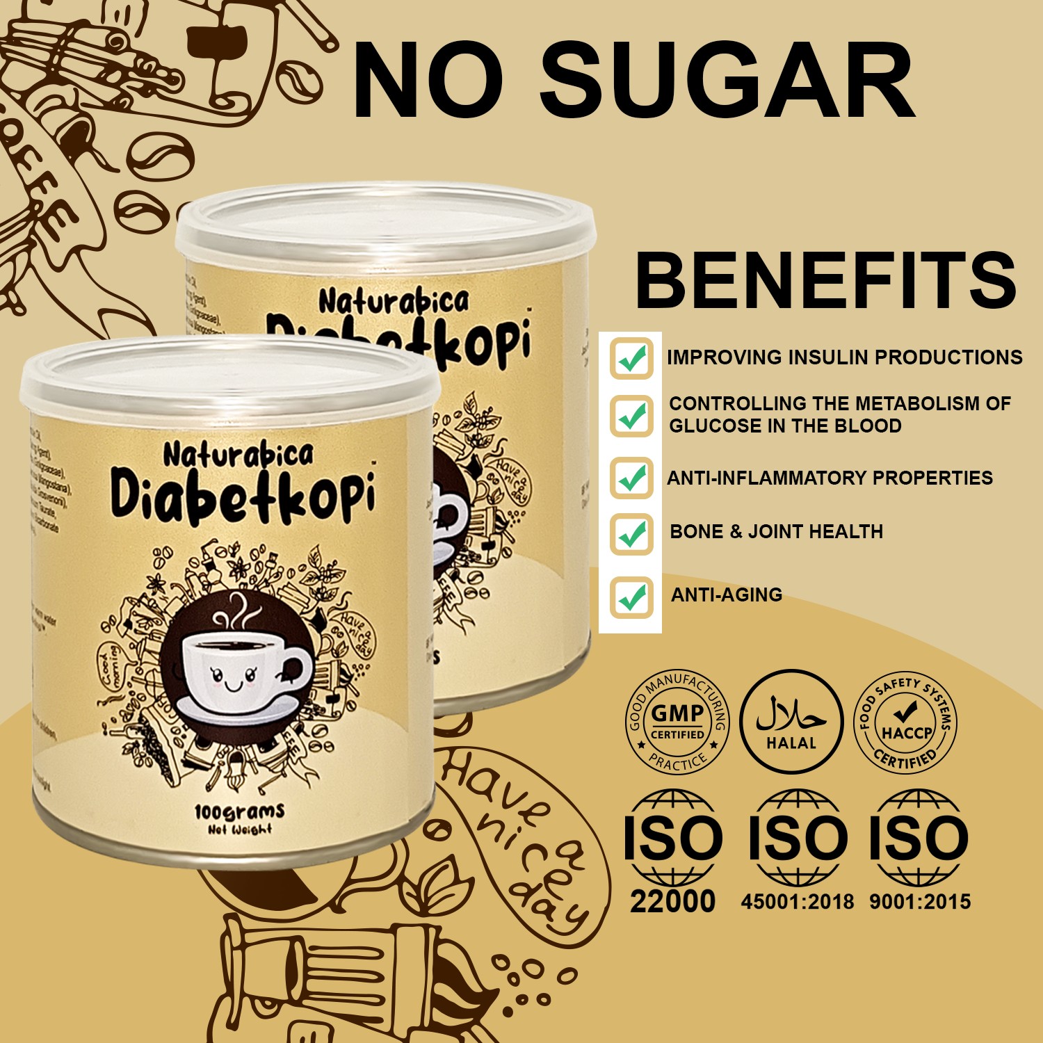 MEJIE Naturabica Diabetkopi 100grams Coffee for Diabetic Person Arabica Coffee