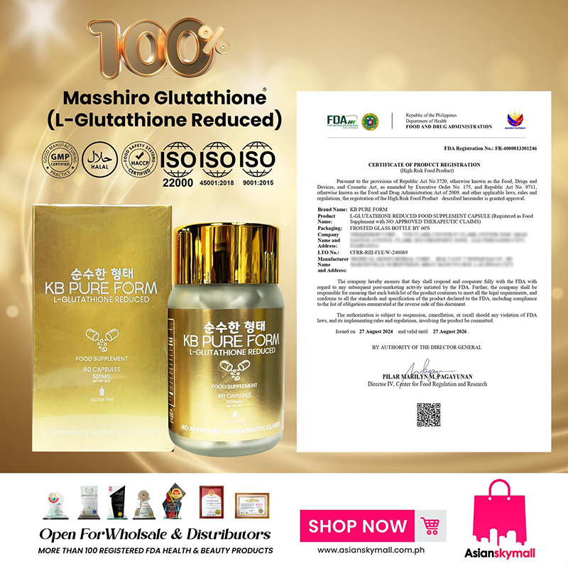 KB Pure Form Masshiro® REDUCED Form L-Glutathione