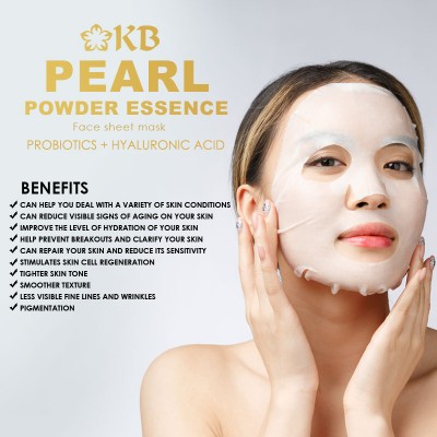 KB Pearl Powder Essence Face Sheet Mask with Probiotics and Hyaluronic Acid