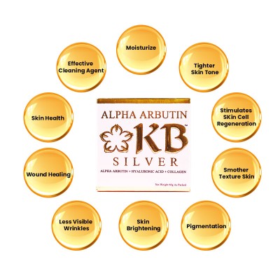 KB Silver Whitening Soap 60g ALPHA ARBUTIN + HYALURONIC ACID + COLLAGEN Whitening Soap